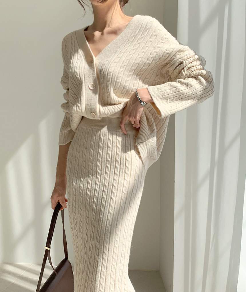 Fashionable Sweater Dress Set, Knit Cardigan - Image 6